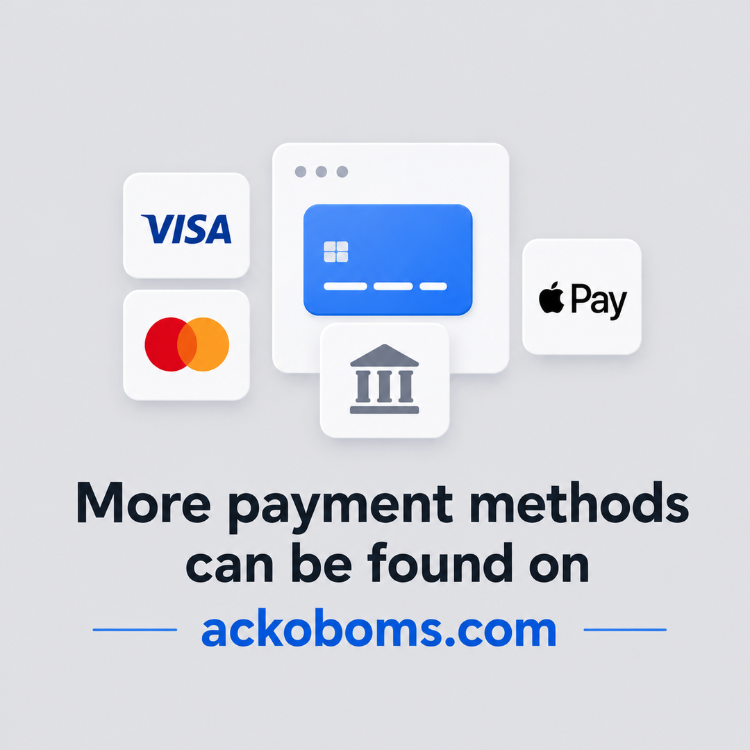 Ackobom accepted payment methods Visa Mastercard Apple Pay